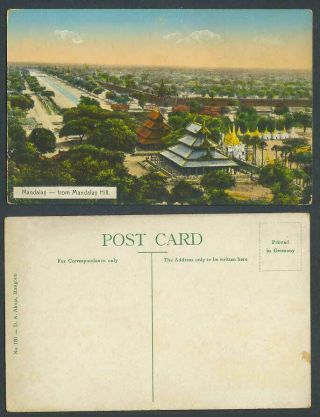 Burma Old Colour Postcard Panorama General View From Mandalay Hill Pagoda Temple