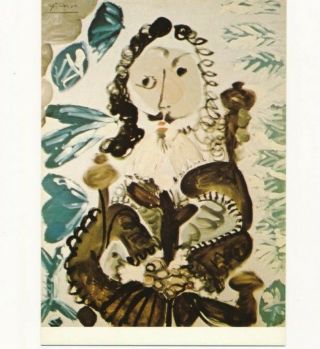 Picasso Paint Vintage Art Postcard Spanish Edition 1982 Man With His Hand Joined