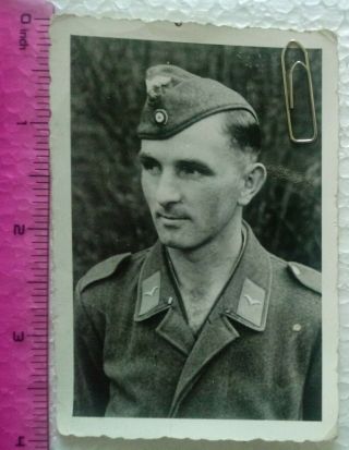 Ww2 Orig.  Photo German Luftwaffe Nc Officer Portrait Ranks Cap 2.  5 X 4 Inch