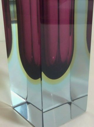 Large Heavy Murano Sommerso Mandruzzato Studio Glass Vase Vintage Italian Design 3