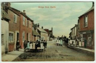 Old Postcard Bridge End Earith Huntingdonshire Hensman Grocer Vintage 1905 - 10