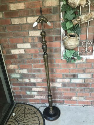 Vintage Antique Arts And Crafts Turned Wood Floor Lamp Dual Sockets