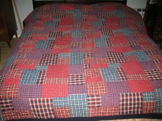 Vintage Ralph Lauren Polo Double/queen Quilt Blanket Red Blue Plaid