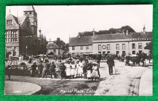 Calne Market Place Lansdowne Arms Hotel Wiltshire Rp Vintage Postcard