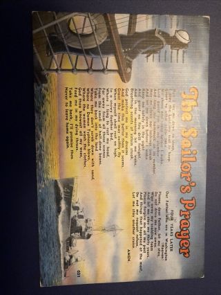Old Postcard Sailors Prayer Battleship San Diego California April 17 1945 Wwii