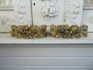 Omg Pair Old Antique French Cast Metal Drapery Curtain Tie Backs Thick Roses