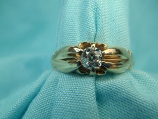 Rare Vintage 14k Yellow Gold.  18ct Tw Old Miner Cut Diamond Ring 2.  2g Size 4 3/4