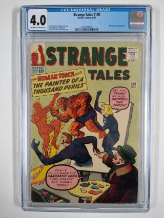 1963 Strange Tales 108 Cgc 4.  0 Fantastic Four Early App Jack Kirby Stan Lee 1 2