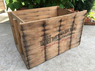 Vintage Wooden Crate Nye Tool & Machine Wood Box Chicago Illinois