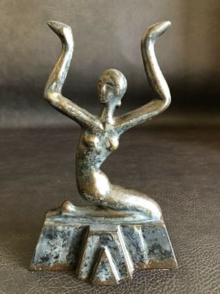 Rare Art Deco Lady Woman Cast Iron Bronze Sculpture Doorstop Seville Studios