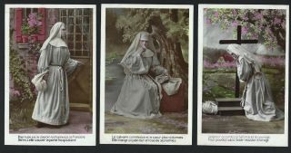 5 X Old Real Photo Postcards:carmelite In Habit Sister W/rosary.  Set Of 5 France