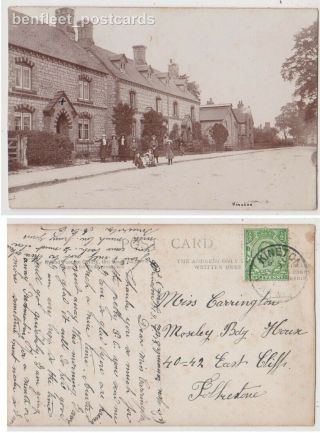Early Postcard,  Warwickshire,  Kineton,  Old Houses,  Children Outside 1913,  Rp,