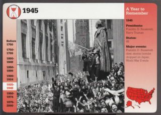 V - E Ve Day Victory In Europe 1945 Ww2 York City Photo Grolier Story Card