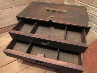 VINTAGE 1900 ' s WOOD MACHINIST TOOL BOX CHEST 4 DRAWERS 4