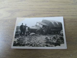 Ww2 Photo - Wehrmacht Truck Stuck In Mud