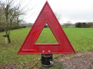 Vintage Road Sign Warning Triangle And Post Mounting Royal Label Factory Gowshal