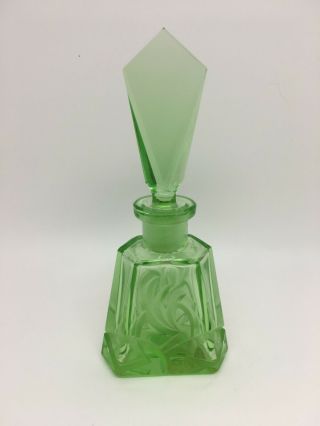 Vintage Irice Czech Green Glass Perfume Bottle Buy It Now