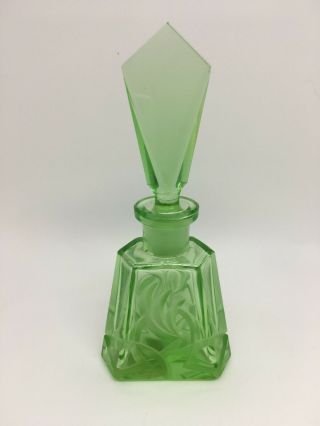 Vintage Irice Czech Green Glass Perfume Bottle Buy It Now 3