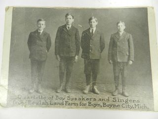 Vtg Postcard Beulah Land Farm For Boys Boyne City Mi Michigan Quartette