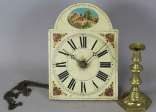 Rare Early 19th C Pa German Wag On The Wall Clock Paint Decoration