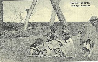 India Old Postcard Kashmiri Children,  Srinagar,  Kashmir Posted 1931