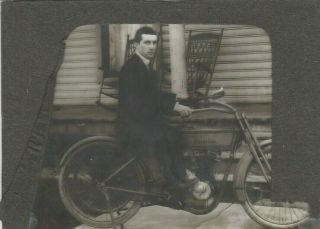 Vintage Photographic Glass Negative Harley Davidson Motorcycle