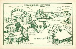 Walton,  Ny Delaware County,  York Ruth Payne Chrome Postcard Vintage Post Card