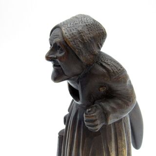 Antique Black Forest Wood Carved Nutcracker,  Standing Old Woman Full Figure,  Nr