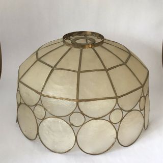 3 x Vintage 1970’s Capiz Shell Pendant Light Shades With Covers 2