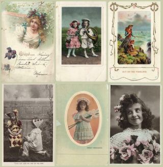 6 X Vintage Postcards - Most Only,  1 Very Good Cond
