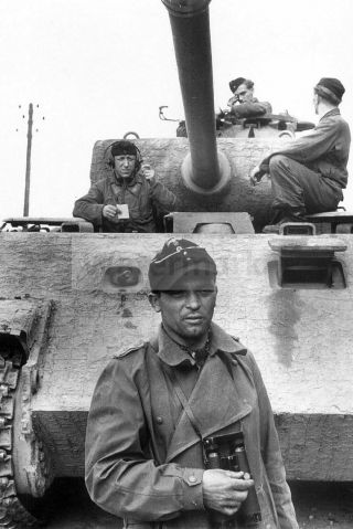 Ww2 Photo Lieutenant Finsterwalder At The Panther Tank Of The 130th Panzer 1127