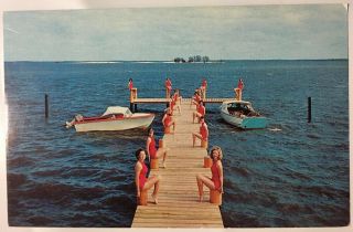 1950s Fl Dolphinettes Pc Water Ballet Vero Beach Yacht Club Old Boats At Dock