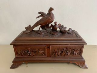 Antique Black Forest Jewelry Box With Damage