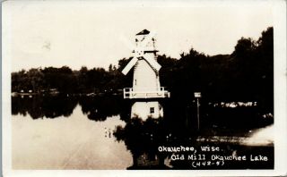 Rppc Okauchee Lake Wi Wisconsin Old Mill Photo Postcard