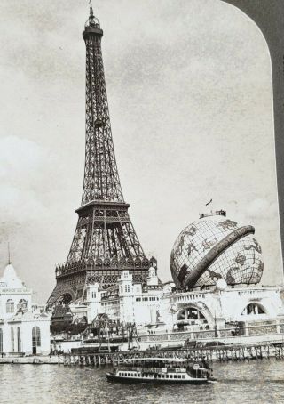 Antique Stereoview Card The Eiffel Tower Celestial Globe Paris Expo c1901 2