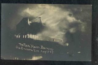 Rppc Old Orchard Beach,  Me Fire Aug.  1907 Fisk House Burning Real Photo Postcard