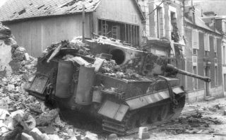 Wwii Photo Destroyed Tiger Tank In Ville Bocage,  Normandy World War/305