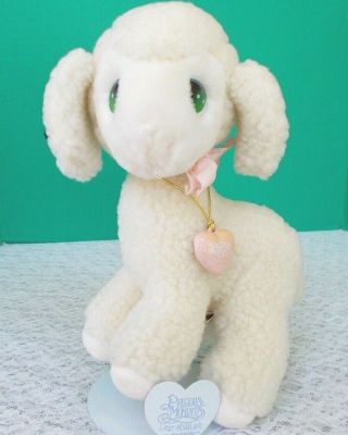 Pre - Owned,  Tags Applause Precious Moments Plush " Lamb " With Necklace & Stand