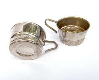 Soviet Vintage Silver Plated Cup Glass Holders Set Of 2 Podstakannik Russian Tea
