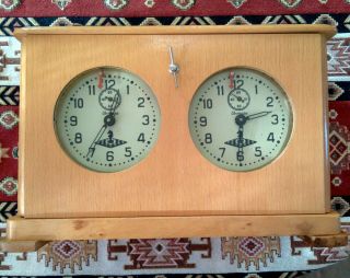 Vintage Wooden Chess Tournament Clock Jantar 3mchz Soviet Russia 1950 - 60s
