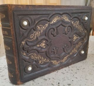 Deeply Embossed Victorian Leather Cdv/tintype Album - 100 Slots - Gold Gilt