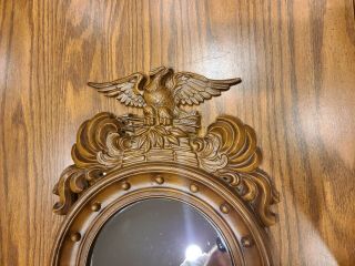 Rare Vintage Metal Eagle Round Bubble Mirror | Federal Style | Convex | Bullseye 2