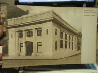 Vintage Old Ohio Postcard Urbana Champaign County National Bank Now Abandoned
