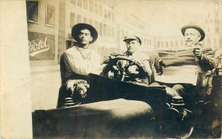 San Francisco Men In A Car One Holding Gun Old Studio Prop Real Photo Postcard