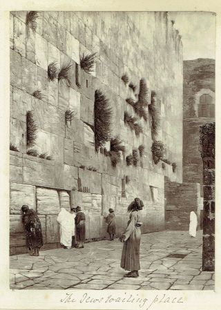 Victorian Photo Middle East Jerusalem " The Jews Wailing Place " Wailing Wall