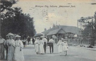 Michigan City Indiana Amusement Park Vintage Postcard Aa29107