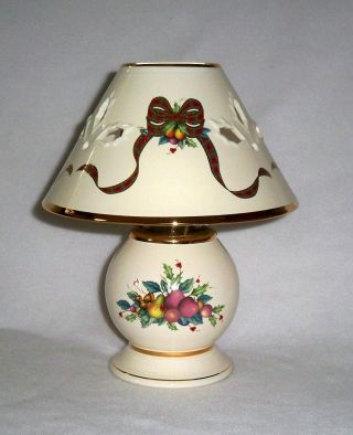 Lenox Christmas Holiday Tartan 10 Inch Tea Light Candle Lamp; Used; Vgc No Flaws