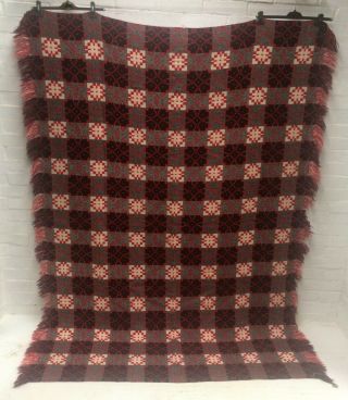 Vintage Welsh Blanket.  Wool,  Double Sided 153cm X 214cm Good