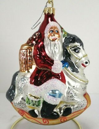 Christopher Radko Carousel Santa On A Rocking Horse Christmas Ornament Retired