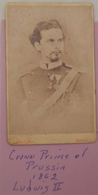 Vintage Identified Cdv Photo " Kronprins Von Deutschland 1862 Crown Prince Of Pru